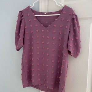 Womens Small Vneck Top with Pom Poms